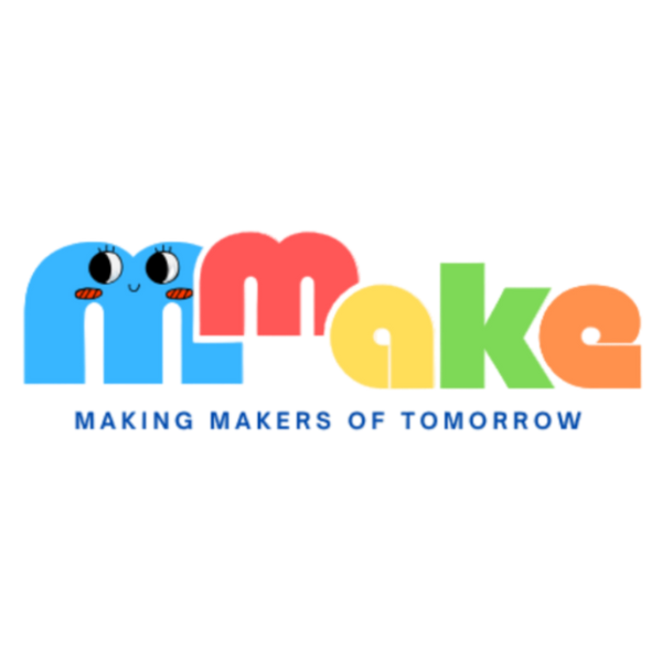 Colorful logo with text 'make' and 'Making Makers of Tomorrow' on a white background